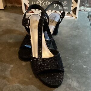 Dominique Black Sparkle Sandals